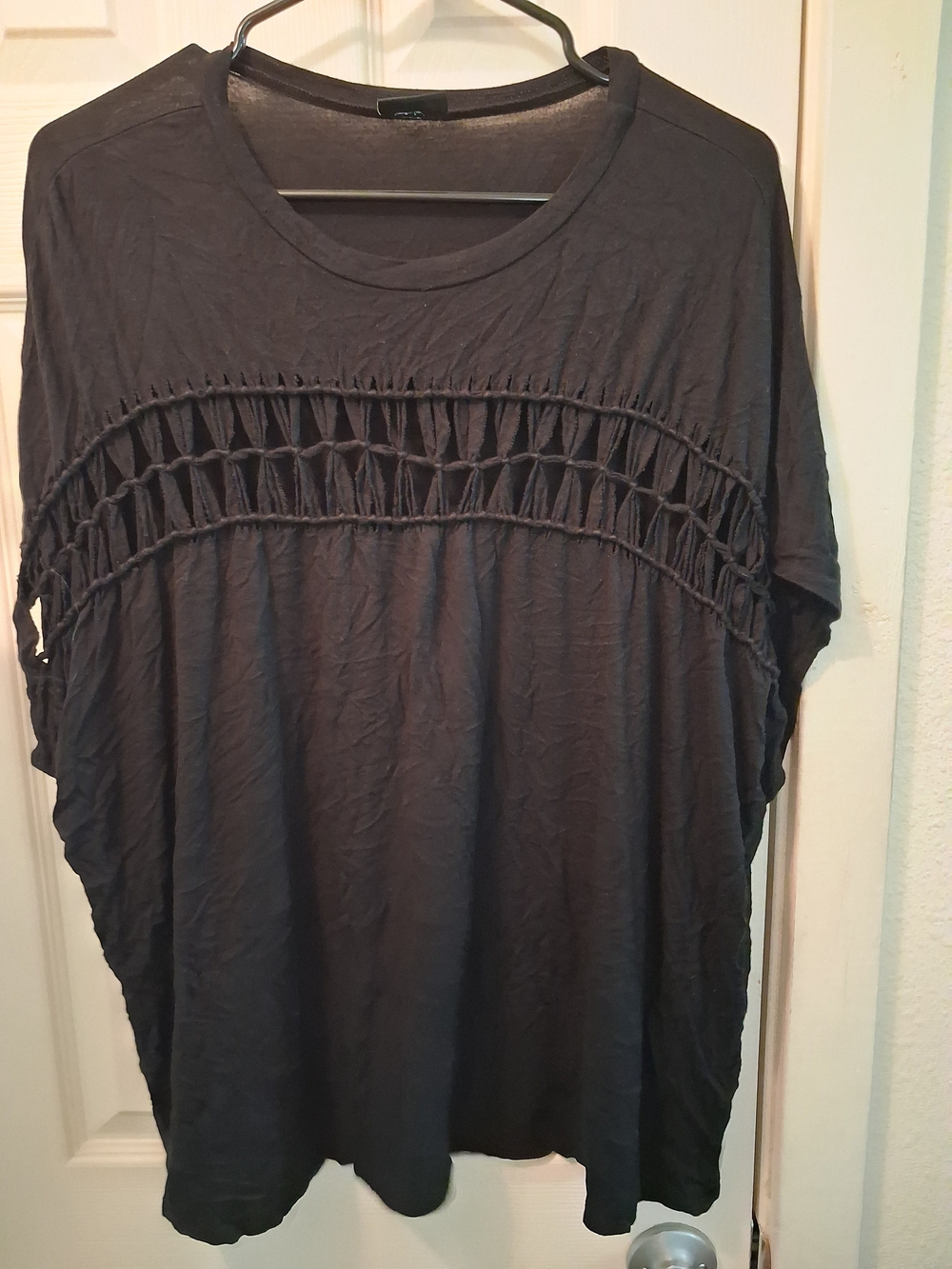 torrid Black Crochet Yoke Dolman Sleeve Tee